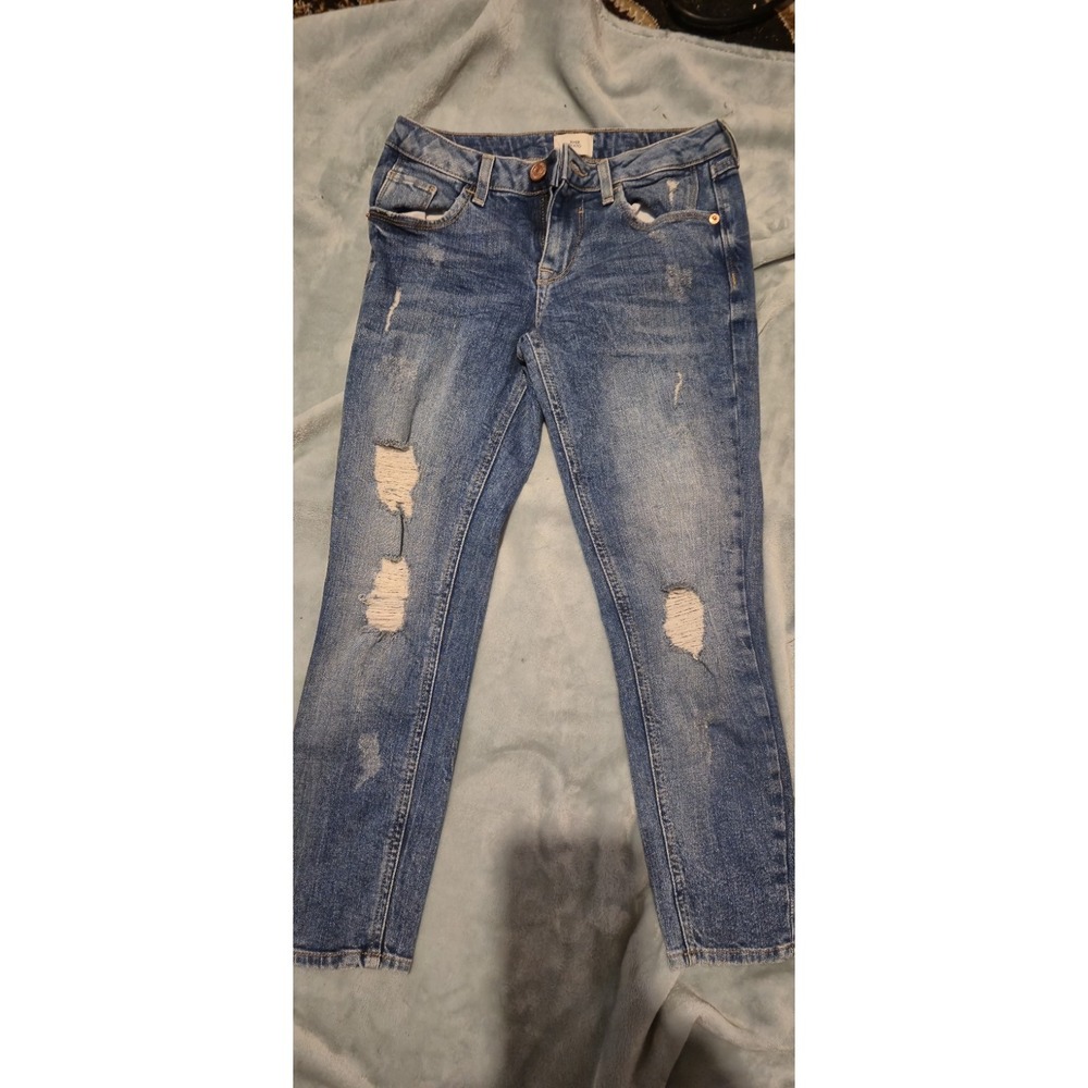 River Island Women's Skinny Jeans Size 6 Distressed Stretch Denim